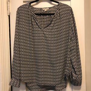 Boutique Blouse with Black and White Pattern